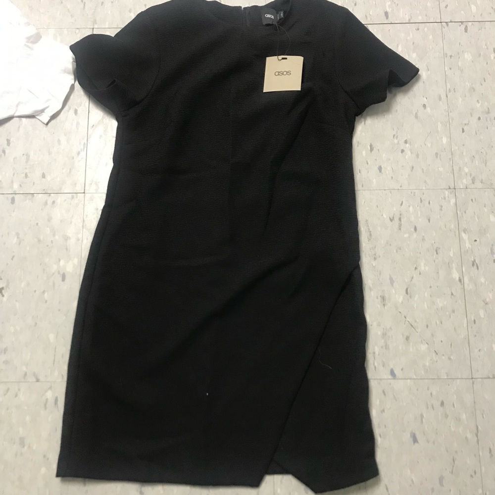 Womens asos mini black dress short sleeve size US4 NWT